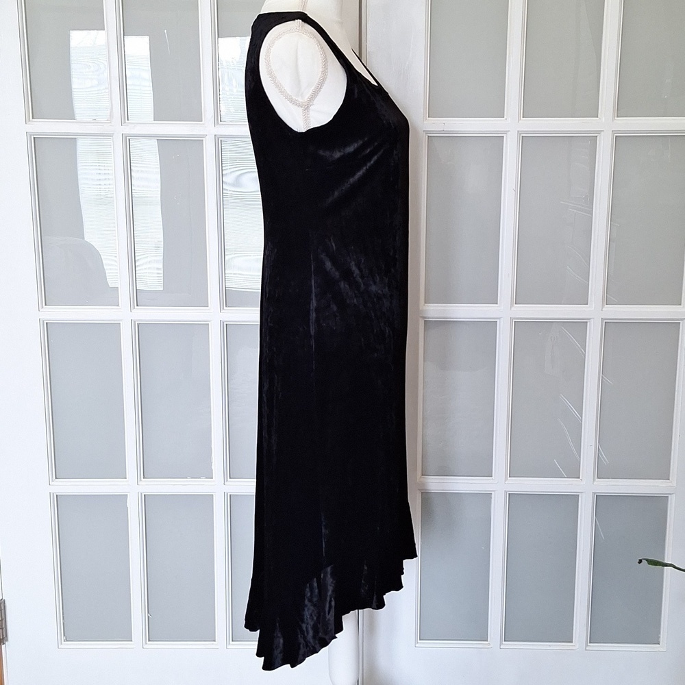Vintage CDC Petite Velvet High Low Flounce Hem Dress - Picture 3 of 11